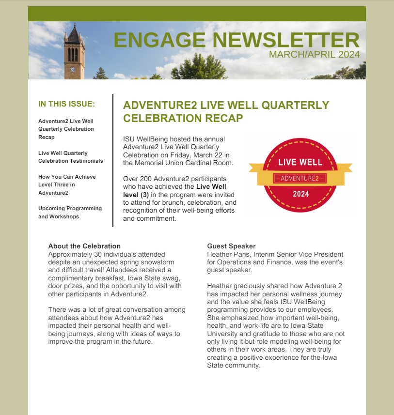 Engage Newsletter Front Page